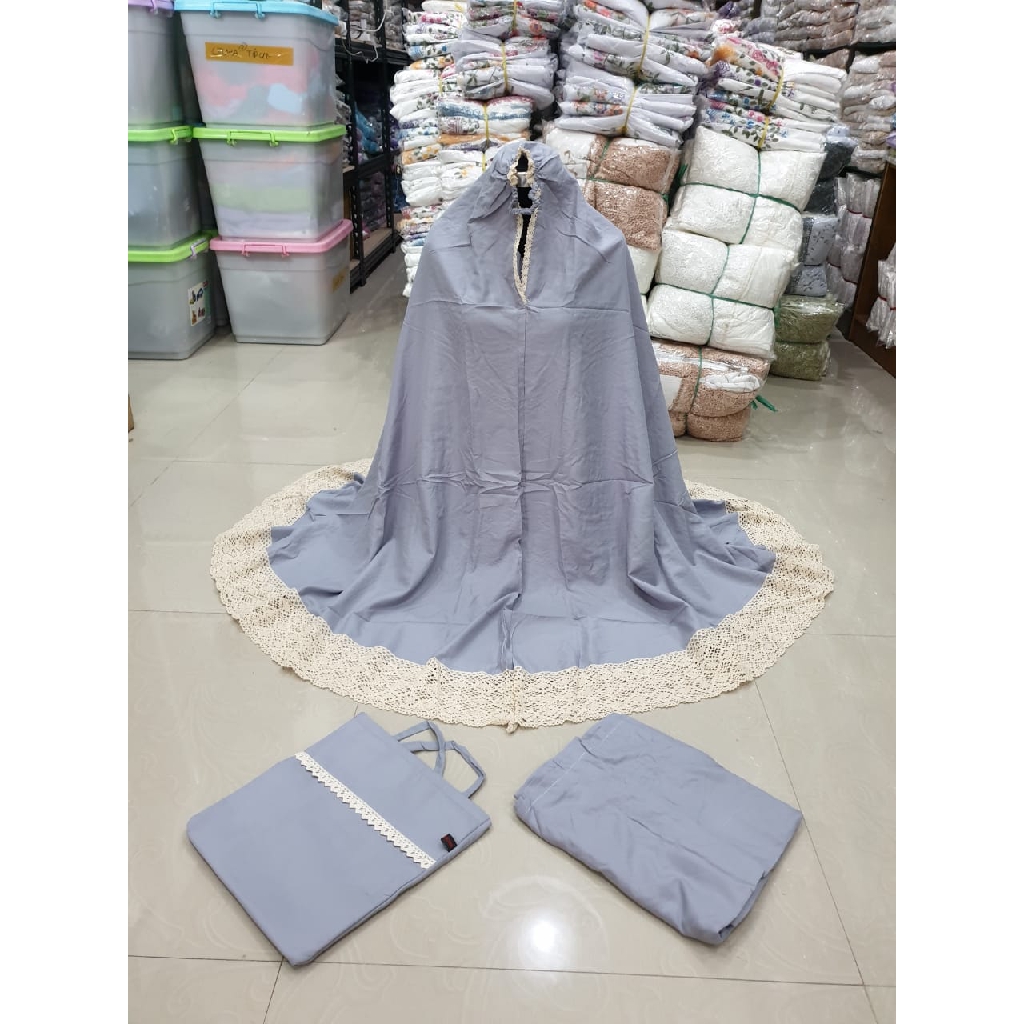 mukena sarmilla renda rajut | warna abu abu