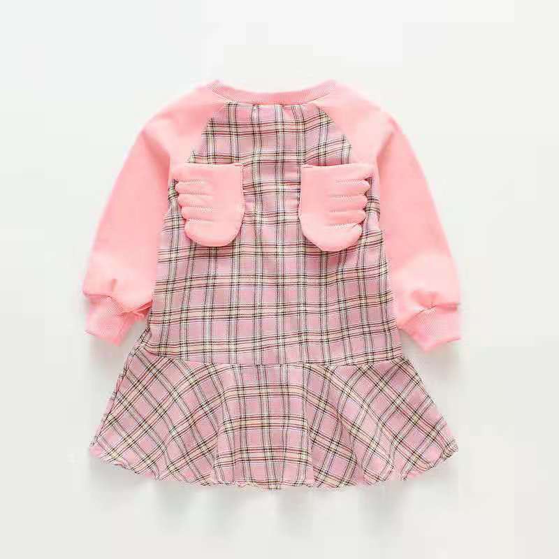 KF CAT Baju Dress Overall Princess Anak Perempuan Lengan Panjang Motif Sayap Import-8