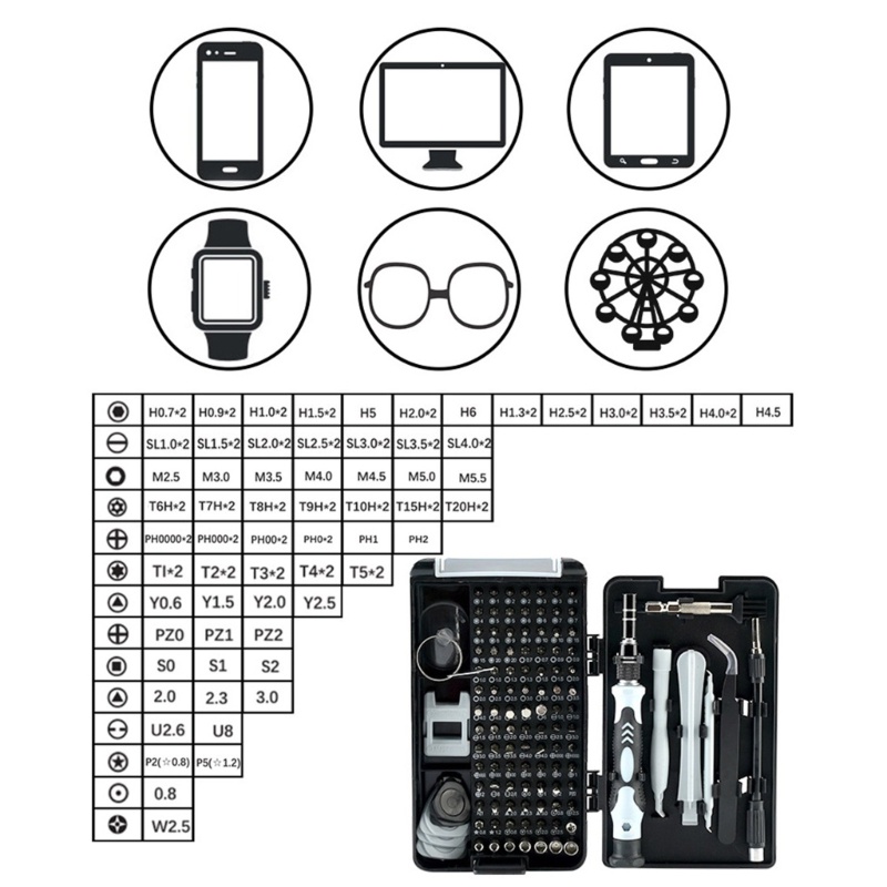 Set Obeng Presisi 115 in 1 Untuk Driver Magnetik 98 Bits