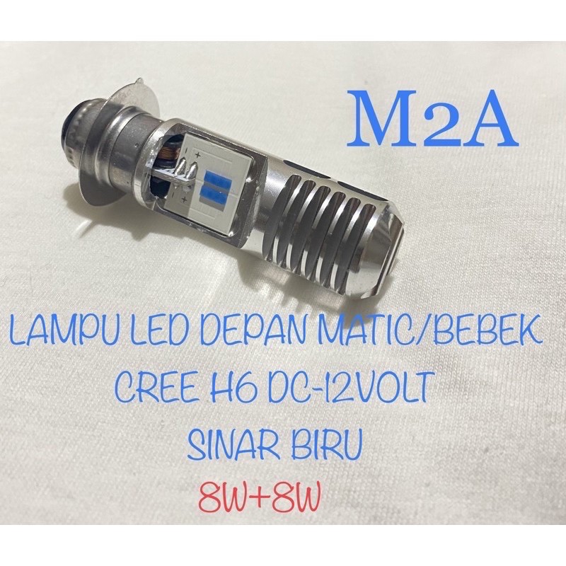 LAMPU LED DEPAN MATIC BEBEK H6 CREE BIRU DC-12V