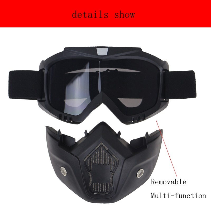 Masker Motor Retro Goggle Mask Retro Style Removable Topeng Softgun