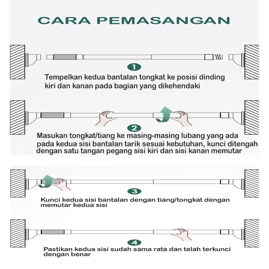 Tiang Tirai Tongkat Gorden Kamar Mandi Jemuran Pakaian Multifungsi Tongkat Ajaib