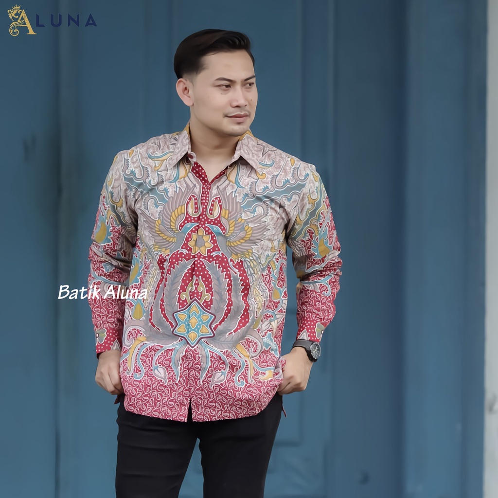 KEMEJA BATIK PRIA PREMIUM LENGAN PANJANG REGULAR BATIK ALUNA PCW 073