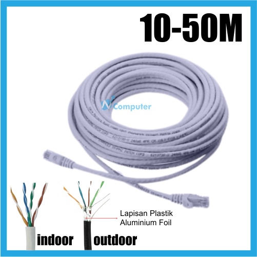 KABEL LAN SIAP PAKAI 10M 15M 20M 25M 30M 35M 40M 45M 50M CAT 5e / KABEL UTP 10-50M METER HIGH QUALITY FREE CRIMPING RJ-45 DAN PLUGBOOT