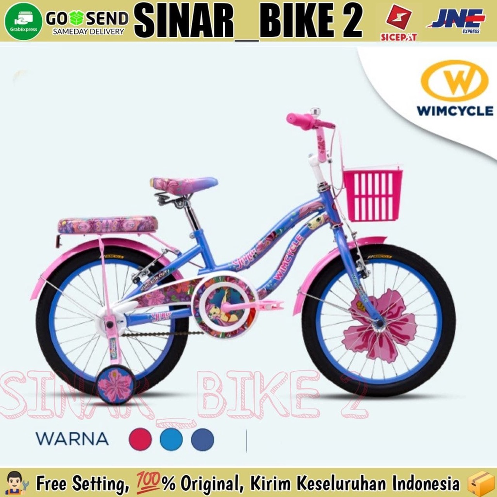 Sepeda Keranjang Anak Perempuan WIMCYCLE YUNA 16,18,&amp; 20 Inch