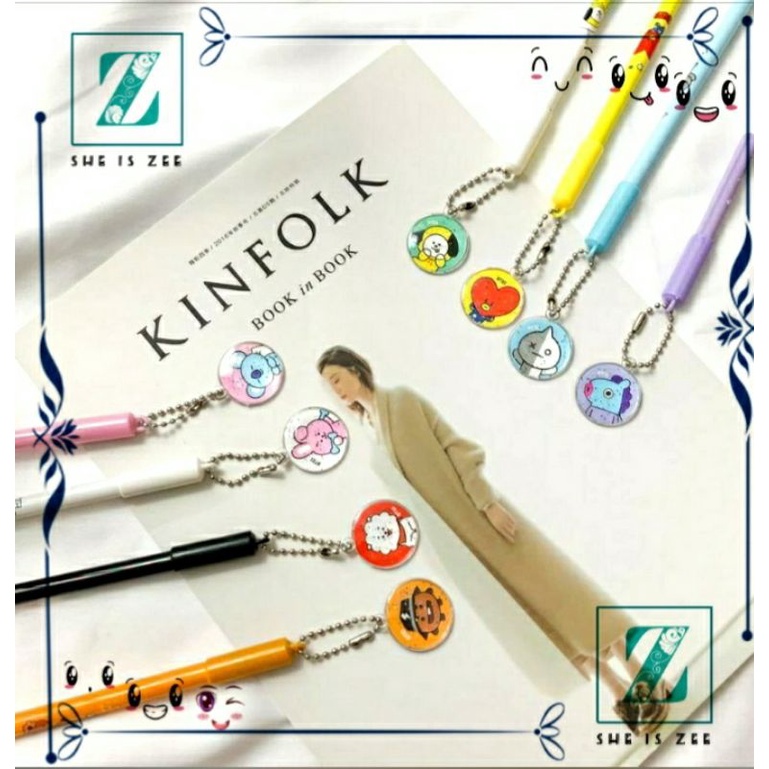 

Pena BTS Bangtan Boys ARMY KPOP Cartoon Black Ink Gel Pen Import Murah / Pena BTS