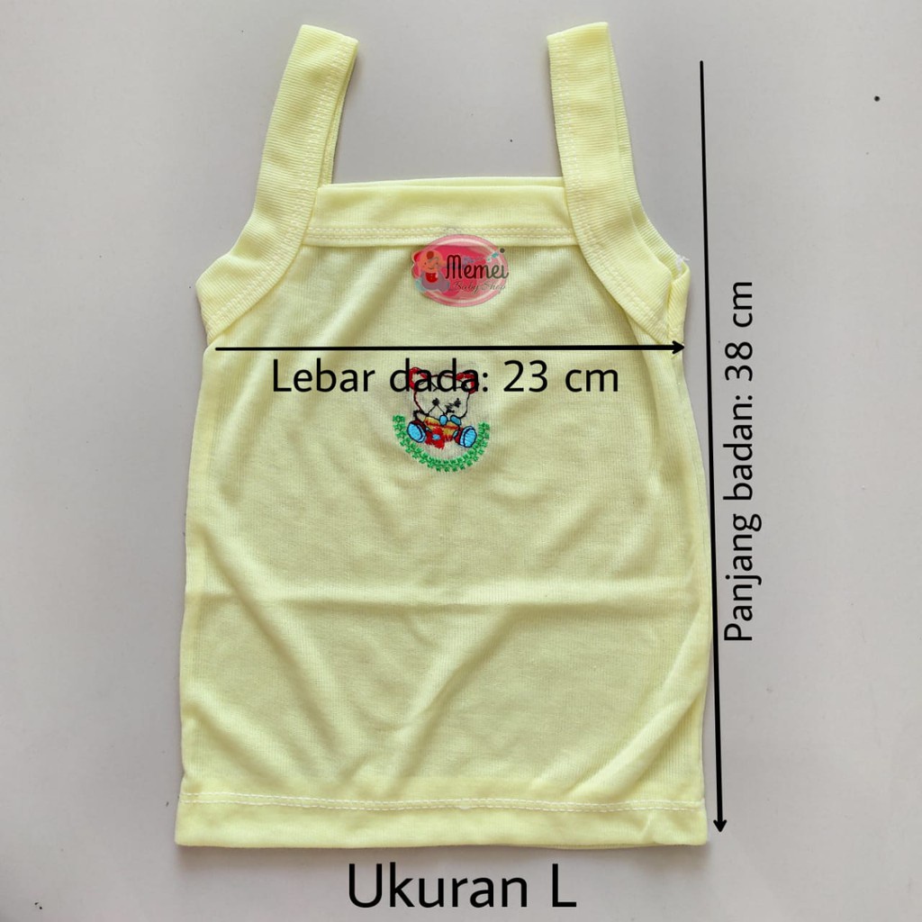 1 LUSIN (12 pcs) Singlet bayi BORDIR ukuran S / M / L / XL harga GROSIR