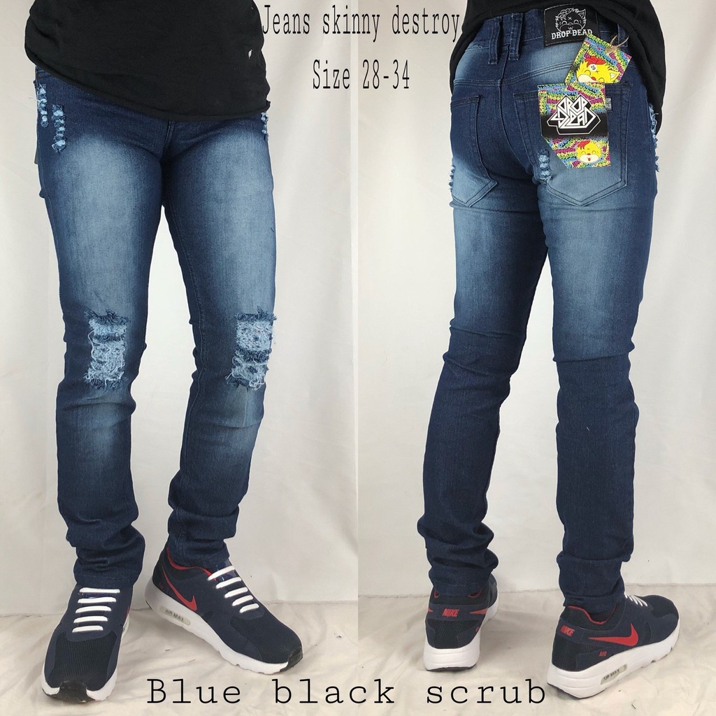 Celana Jeans Sobek Pria / Jeans Ripped 04 - Bio wash Scrub Ripped Destroy