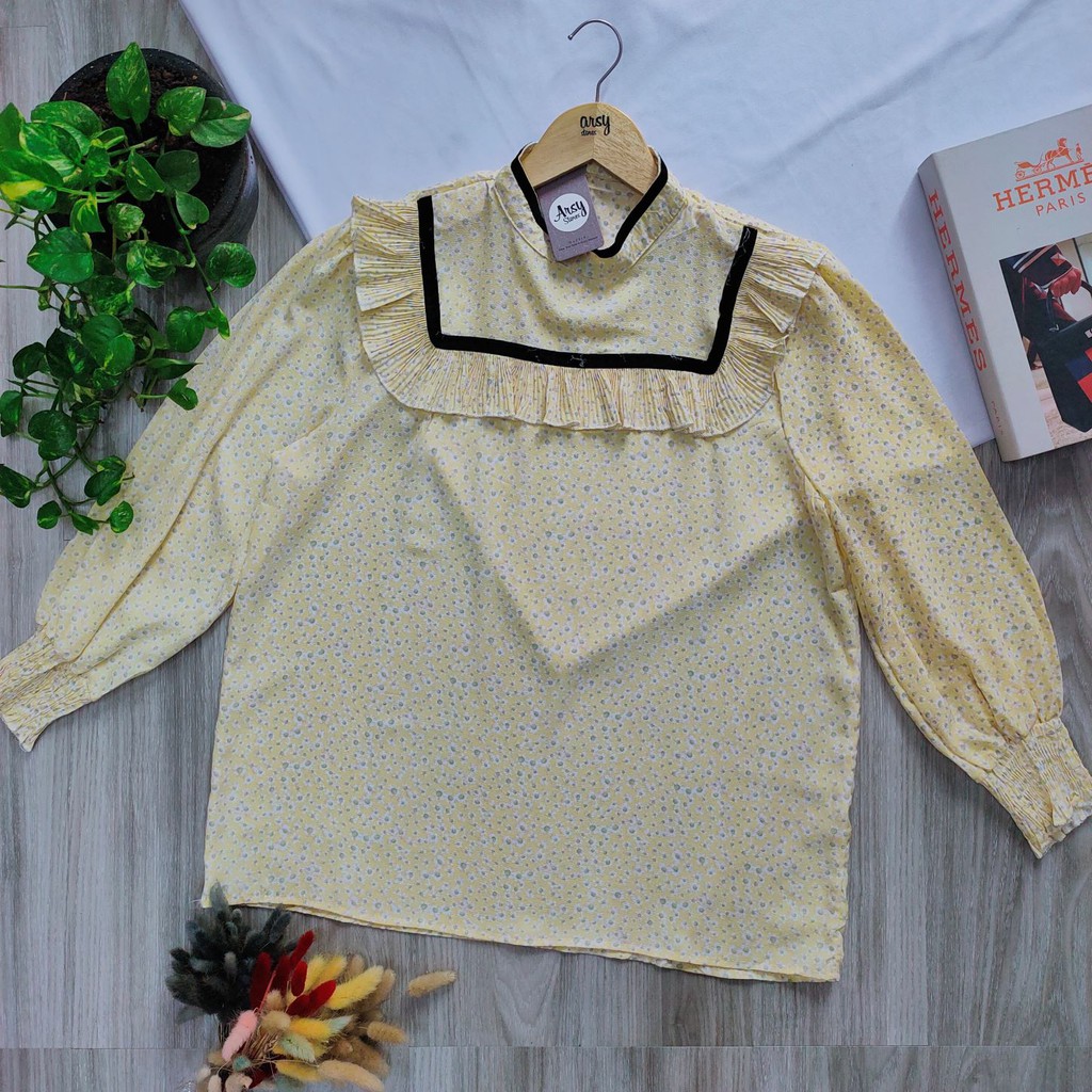 ARSY STORES | Blouse Wanita Korea Jumbo Balon Hitam Putih Korea - Nadian Blouse Korean Style-3