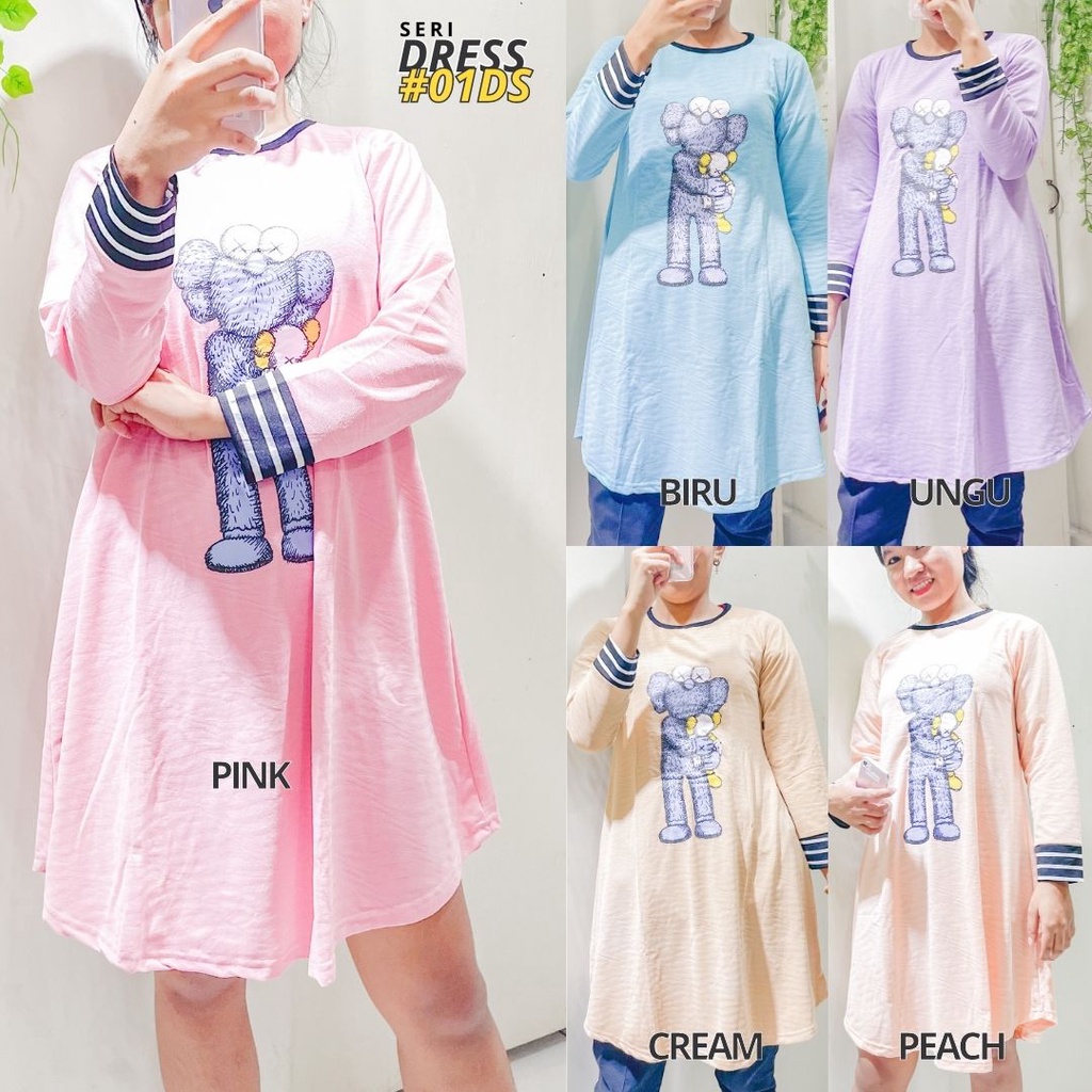 DRESS KAWS - DRESS WANITA - ATASAN WANITA - DRESS KATUN - TUNIK WANITA