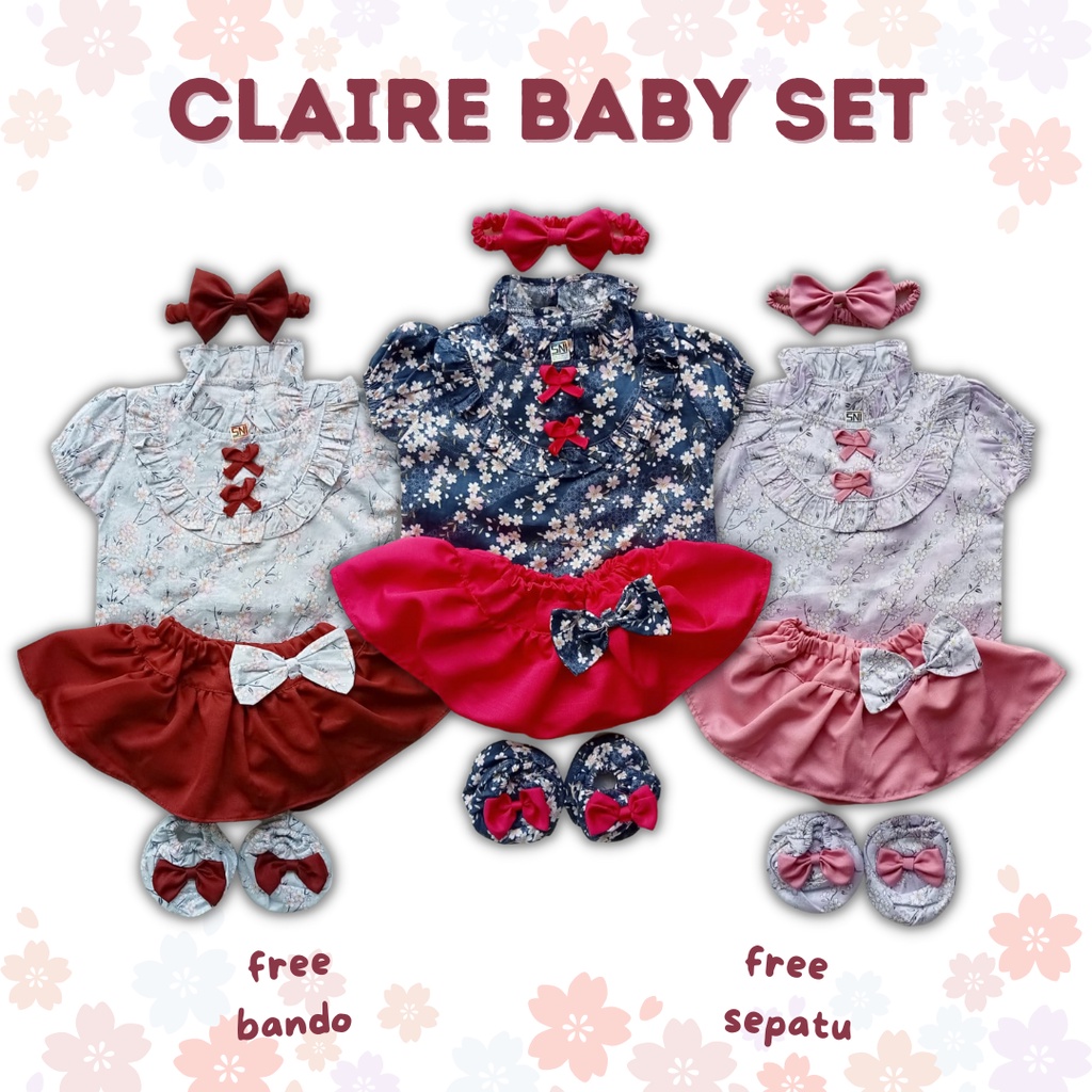 setelan anak perempuan 0-12 bulan baju bayi cewek katun CLAIRE AYLEEN leena BABY set rok mini jumper rok baju anak perempuan balita baby newborn kado newborn baju bayi baru lahir