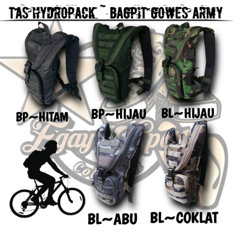 Tas Hydropack / Tas Sepeda - Tas Pria - Tas Wanita - Tas Anak - Tas Murah - Bagpit Gowes Army