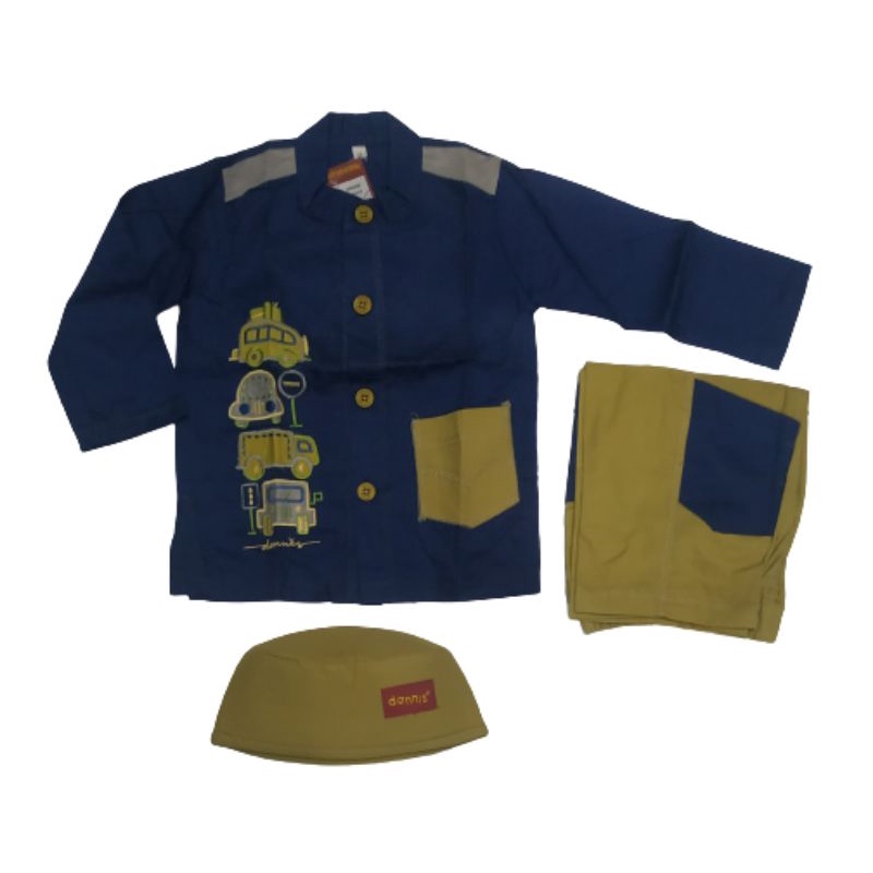 Dannis Set Koko Anak 1 Navy Biru Dongker Hijau