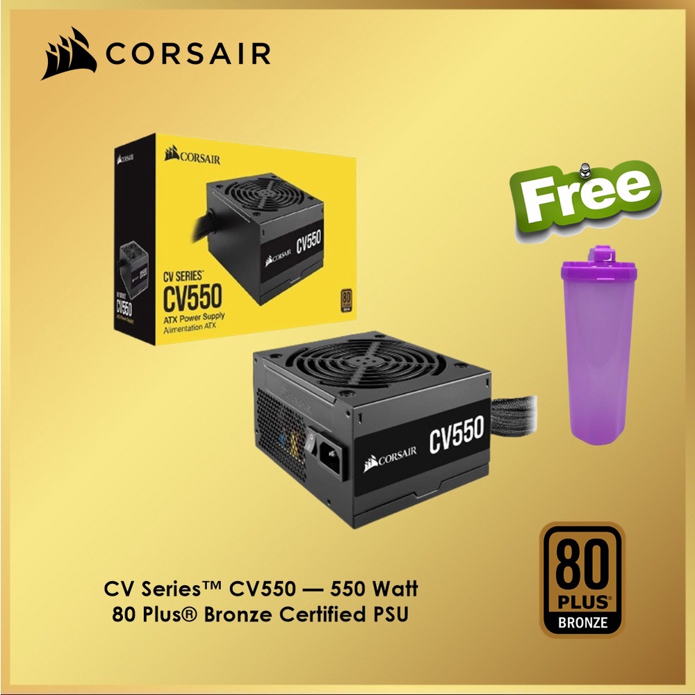 Corsair CV550 Power Supply 550 Watt 80 Plus Bronze Certified CV 550