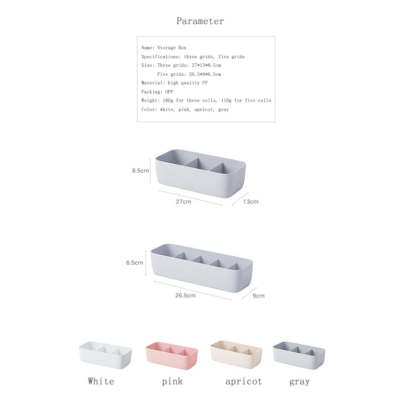 Kotak Penyimpanan Pakaian Dalam Kaos Kaki Model 3 / 5 Kisi Bahan Plastik Untuk Desktop