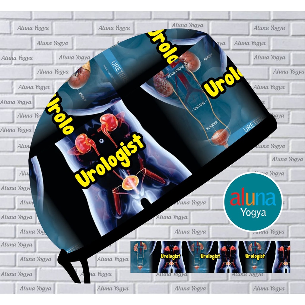 Head Cap /Topi Medis / Scrub Hat / Surgical Cap / Topi Dokter Custom Printing Motif Urologist / Urol