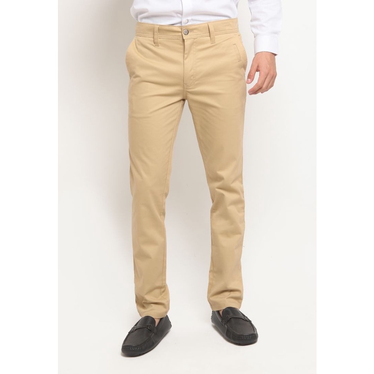 LR-2 Celana Chinos Pria Basic Panjang Stretch Cream US11