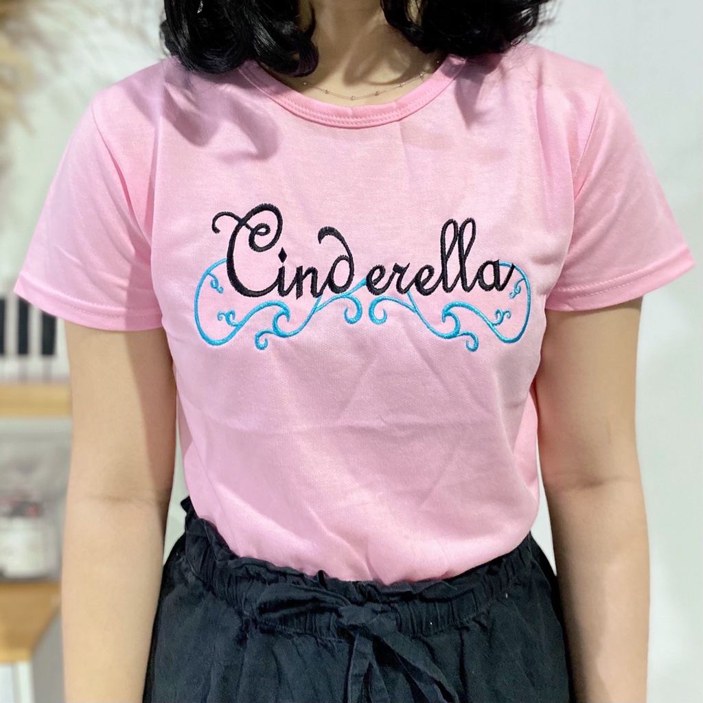 Kaos Cewek T-shirt oblong wanita atasan bordir bahan Babyterry 1