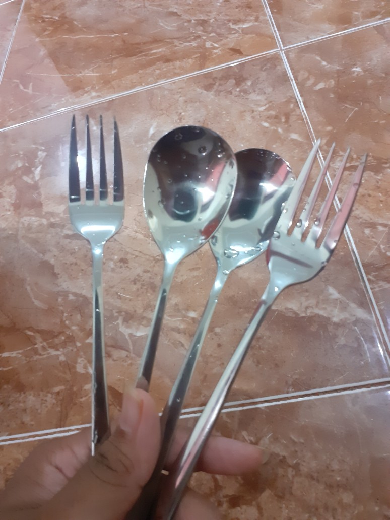Sendok + Garpu Sujeo Korea Bahan Stainless Tebal Gagang Panjang
