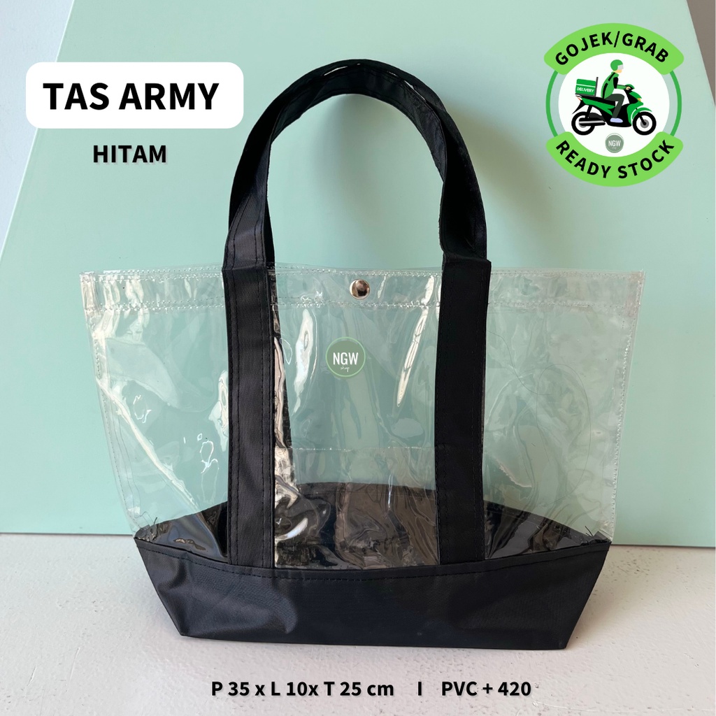 Tas ARMY hitam PVC hampers 35 x 25 x 10 souvenir event ultah birthday