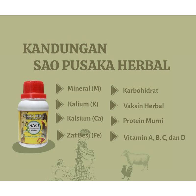 SAO Herbal (Serat Alam Organik)Nutrisi Penggemuk Ternak Kambing, Sapi, Ikan, Ayam 100ml