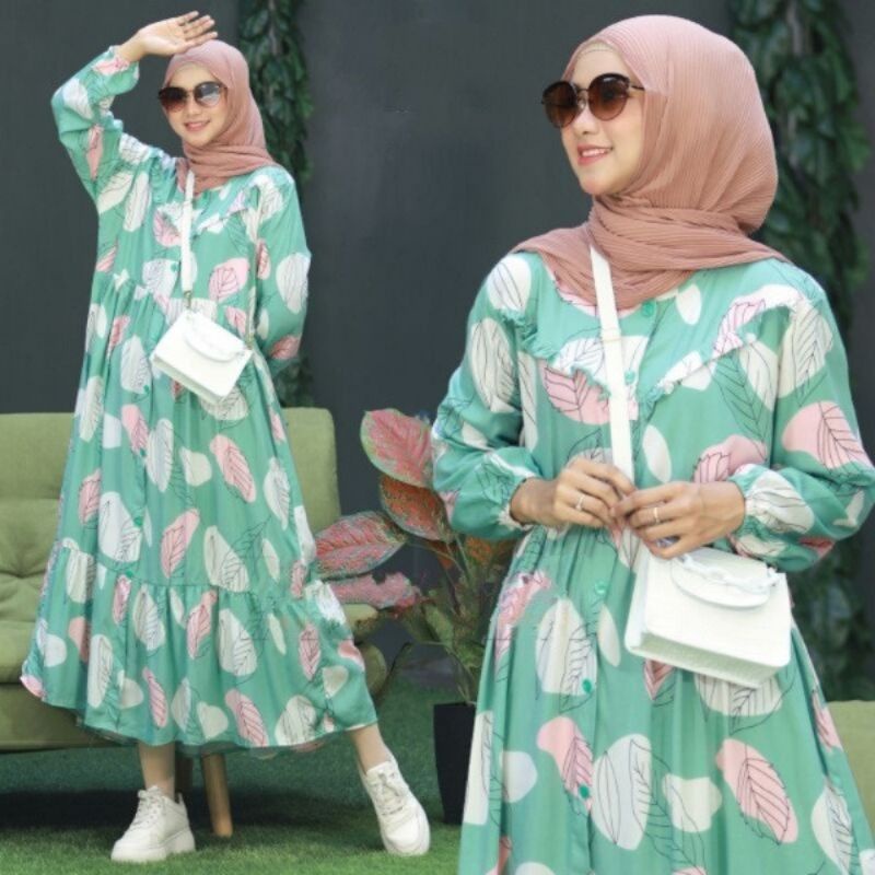 RUIFA MIDI DRESS / MIDI DRESS KATUN RAYON MOTIF TERBARU / MIDI DRESS BUSUI / GAMIS KATUN / GAMIS RAY