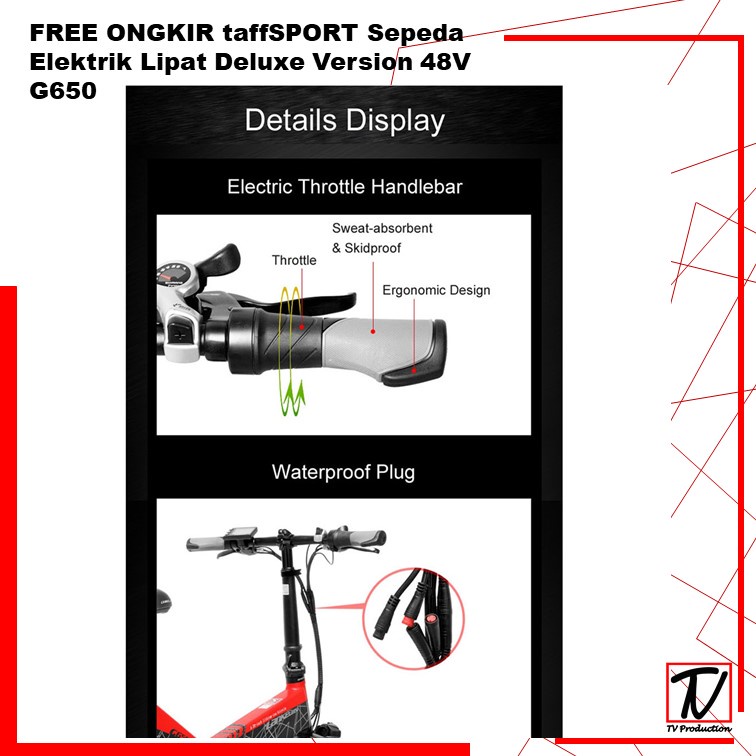 FREE ONGKIR Lankeleisi Sepeda Elektrik Lipat Smart Moped Deluxe Version 48V G650