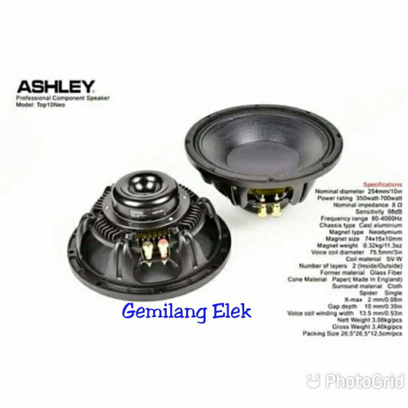 Speaker ASHLEY 10 inch TOP 10Neo Original