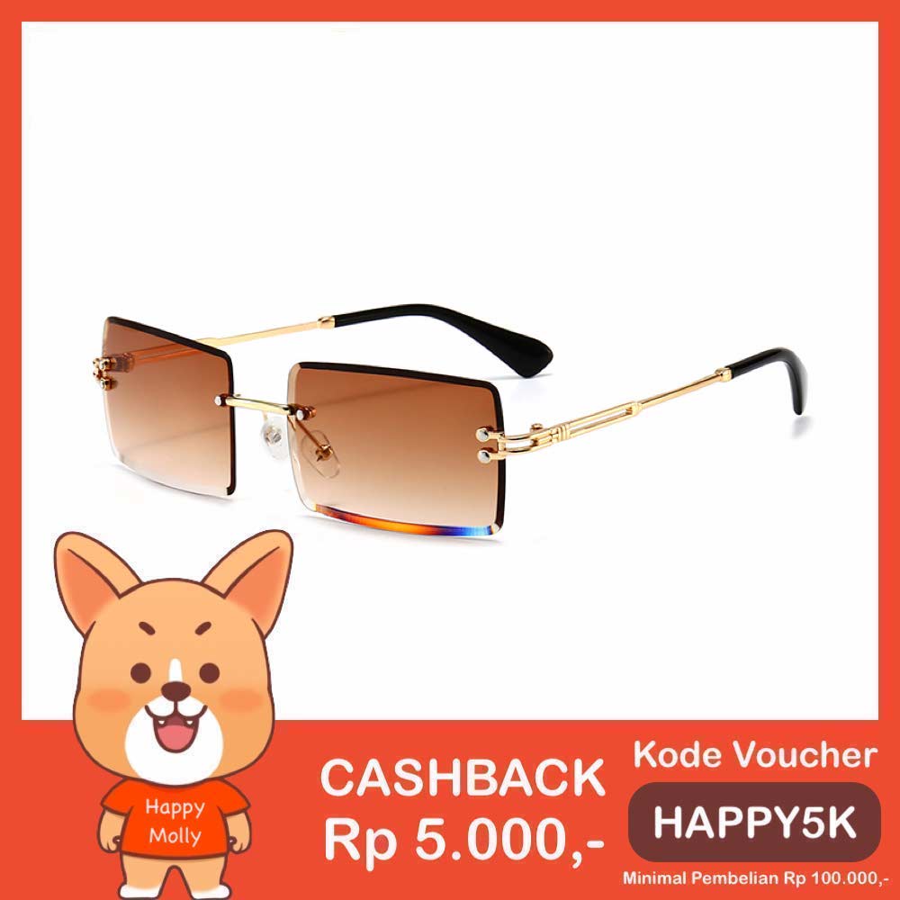 Kacamata UV400 [ Cokelat ] Anti Radiasi - Sunglasses Pria &amp; Wanita Korea - HM8102