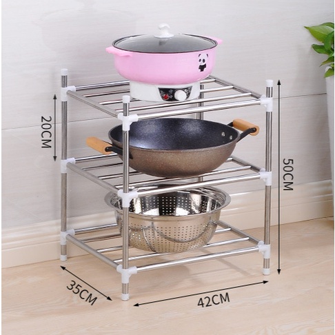 Stainless Steel Rak Multi Fungsi Penyimpanan Floor Assembly Pot Rak Kamar Mandi Wastafel Penyimpanan Organizer