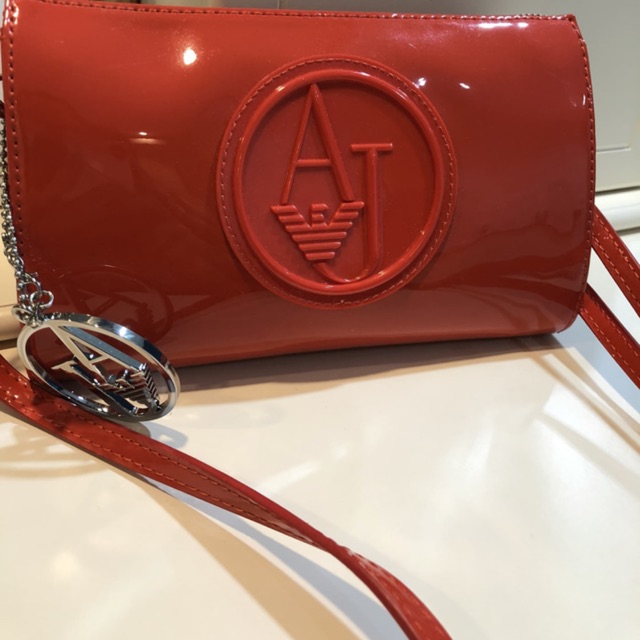 Armani Jeans Faux Patent Leather Clutch With Log (Authentic Branded)