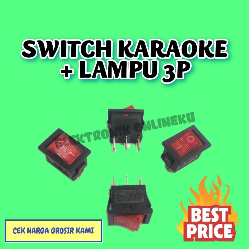 SWITCH 3PIN SEGI MERAH LAMPU SAKLAR KARAOKE + LAMPU