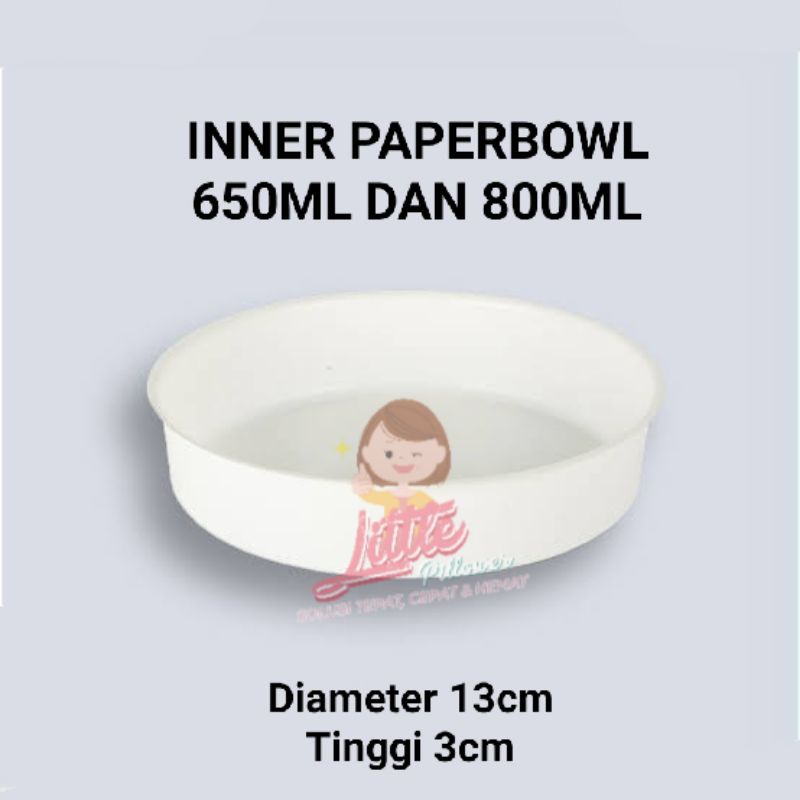 (ISI 50PCS) Inner Paper Bowl 650ml dan 800ml - Inner Pemisah Lauk RiceBox Bento