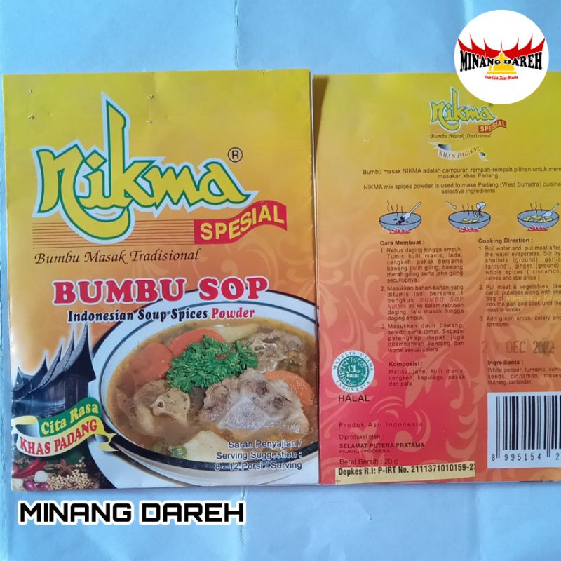 

Bumbu Sop Nikma Spesial 20 gram Asli Khas Padang Minang