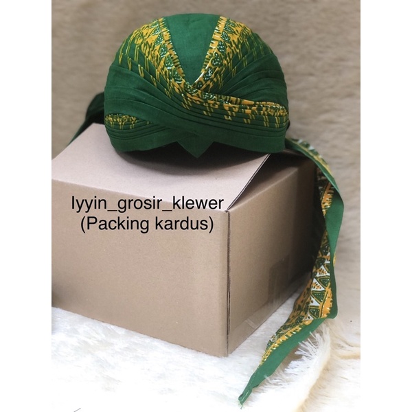 Blangkon Jogja Lipat Motif Parjo Hijau Sliwir