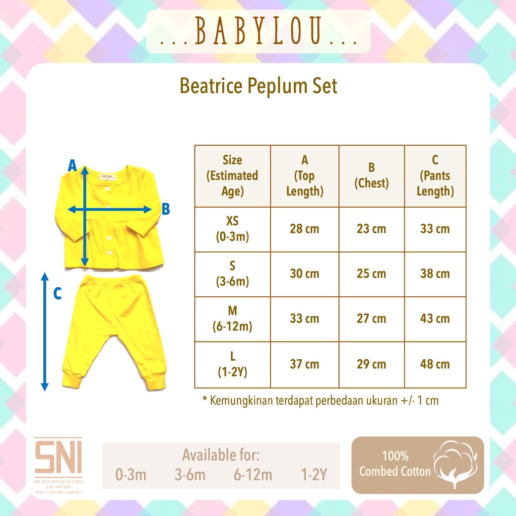 Babylou Beatrice Peplum Set - Setelan / One Set Panjang Bayi Perempuan