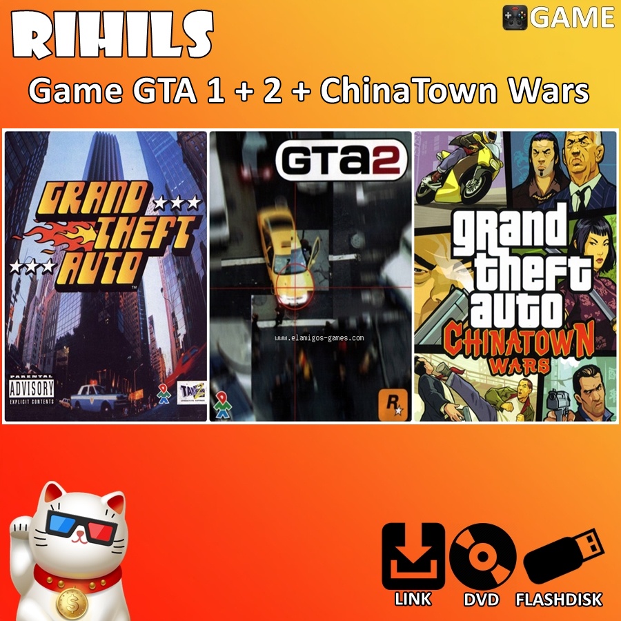 GTA 1 2 dan ChinaTown Wars isi 3 GAME untuk Komputer PC Laptop