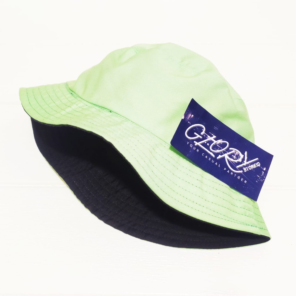 Topi Bucket Polos Kombinasi Warna Hijau Tosca Topi Mancing Korea Fisherman BucketHat