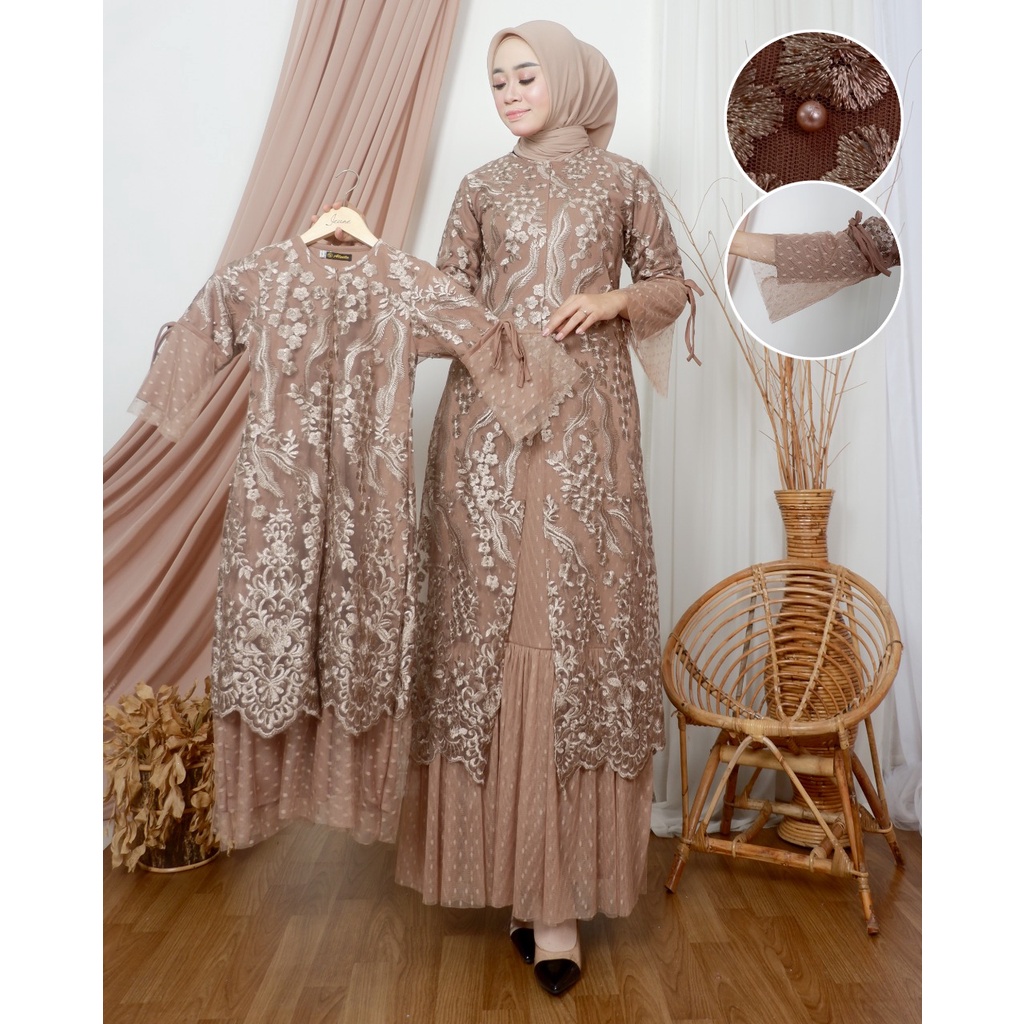 Sierra -  GAMIS TILLE GLITER EVIOLA COUPLEAN IBU DAN ANAK GAMIS MODERN DRESS MEWAH ONE SET GAMIS LEBARAN GAMIS KEKINIAN SET BAJU COUPLE IBU DAN ANAK GAMIS LEBARAN GAMIS KONDANGAN BAJU SERAGAM OUT FIT ANAK FASHION MUSLIM