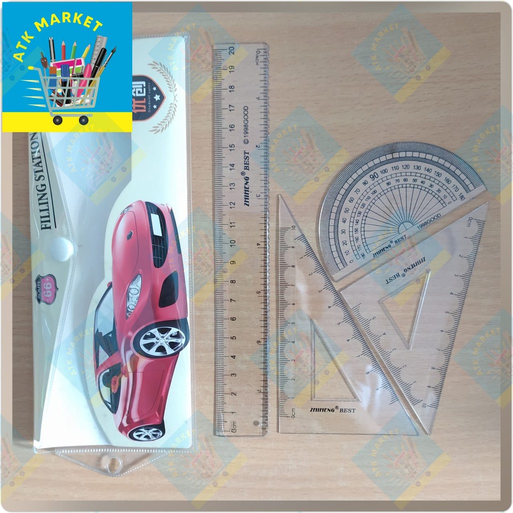 

Penggaris SET / GARISAN SET / Ruler SET dalam Dompet isi 4 pcs Plastik