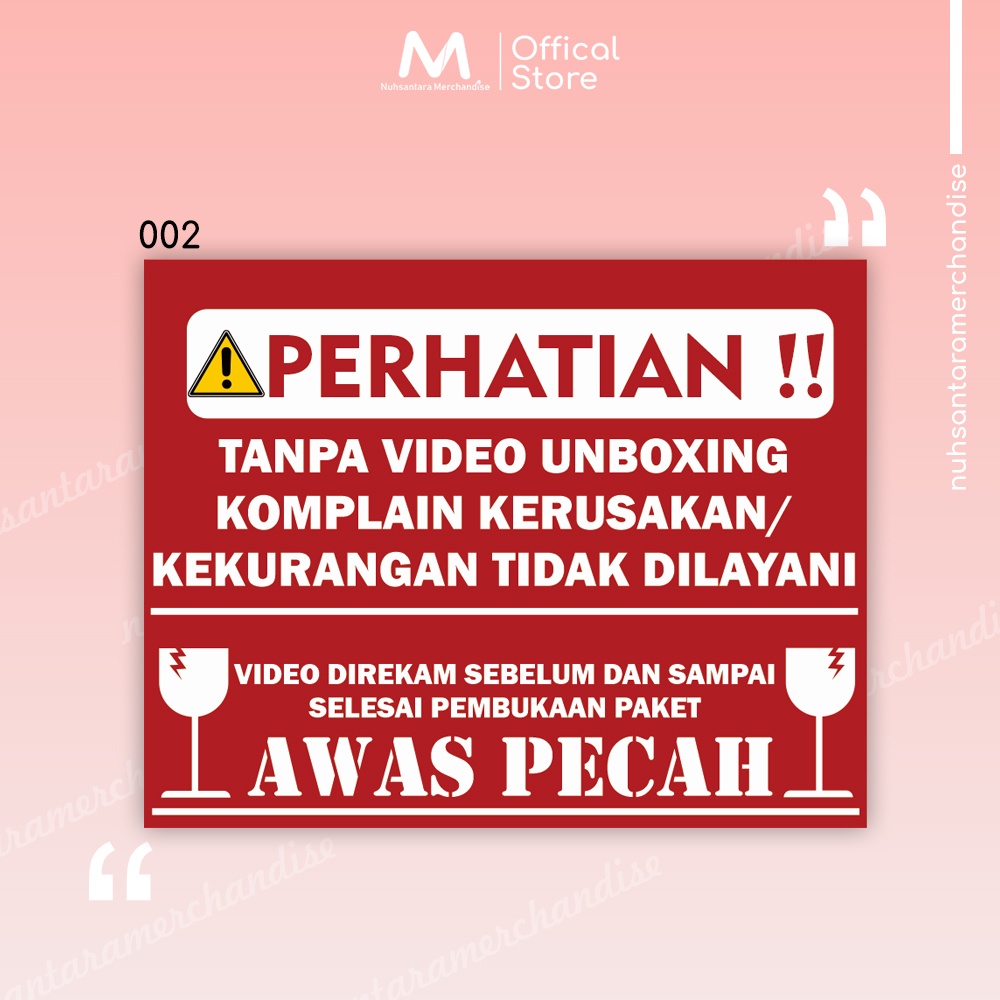 Sticker Unboxing Pengiriman Stiker Fragile Wajib Video Unboxing Stiker Segel Unboxing paket Olshop-002