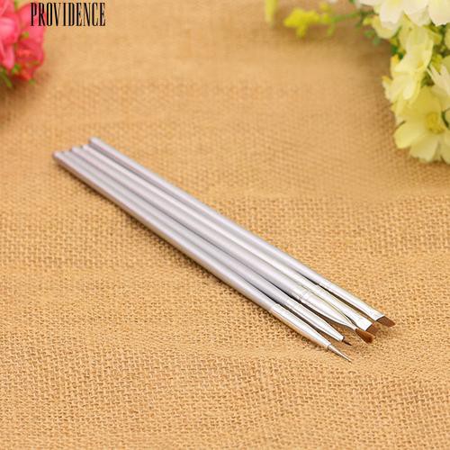 [Bayar Di Tempat] 5X Perak Tone Nail Art UV Gel Desain Brush Painting Pen Manicure Tips Tools Set