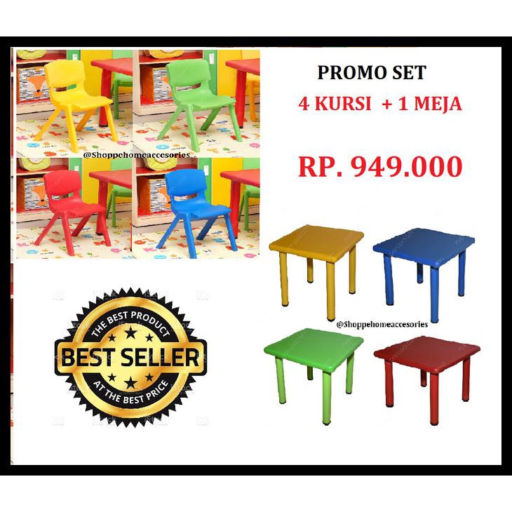 Promo Set 4 Kursi + 1 Meja / Kursi Meja Anak Set / Tk Paud