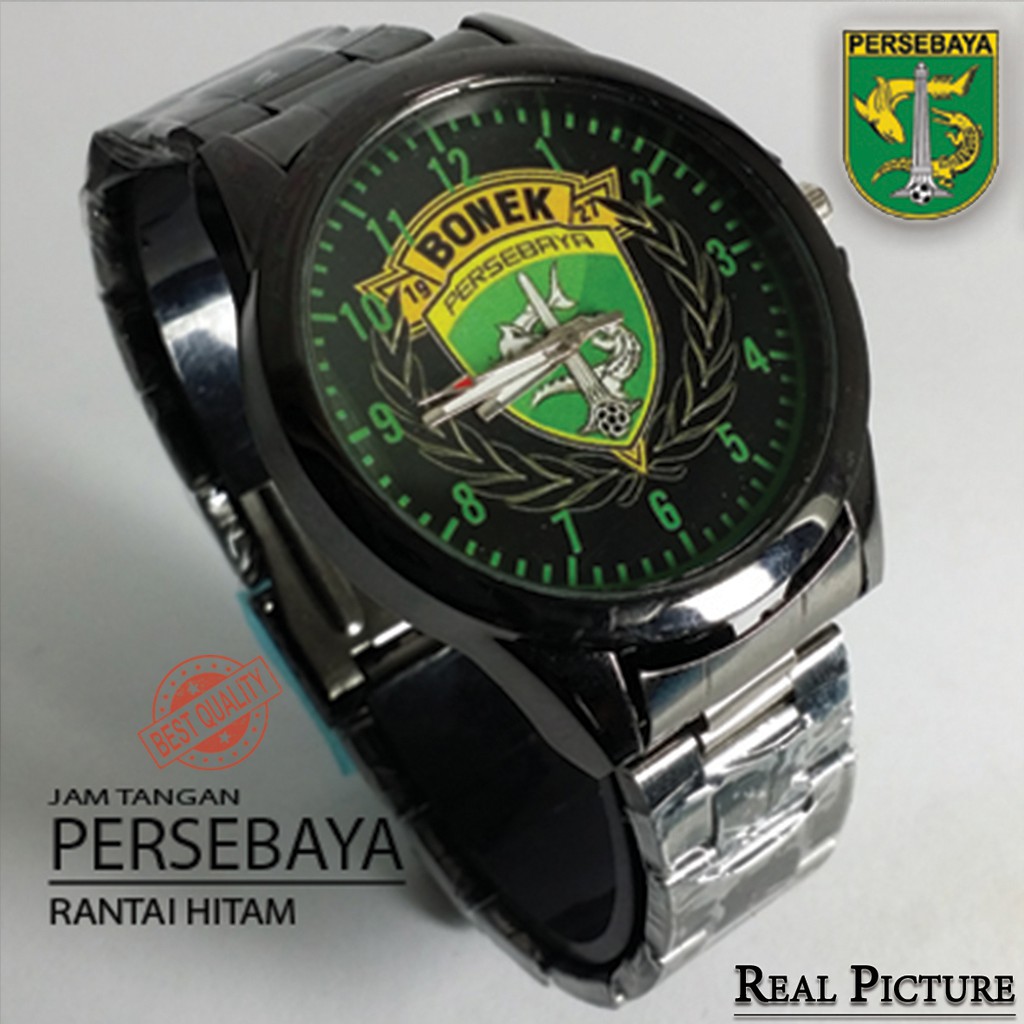 (BEST ITEM) JAM PERSEBAYA RANTAI HITAM (MOTIF) 2