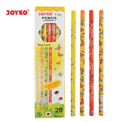 

Pensil Joyko BUG P-106 2B Motif Bergambar Pencil Kayu Laba Kupu Lebah Anak Serut Warna Cerah Alat Tulis Sekolah ATK