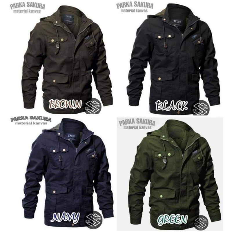 JAKET PARKA SAKURA JAKET HOODIE/ BOMBER TWO IN ONE AUTDOOR/JAKET PRIA/JAKET MURAH