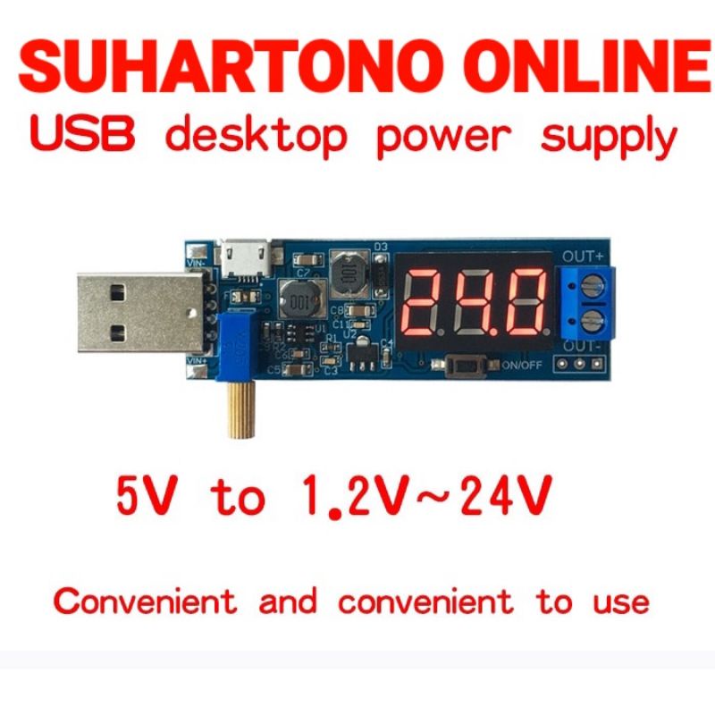 Modul USB Adjustable Step up down Input DC 3.5-12V Output DC 1.2-24V