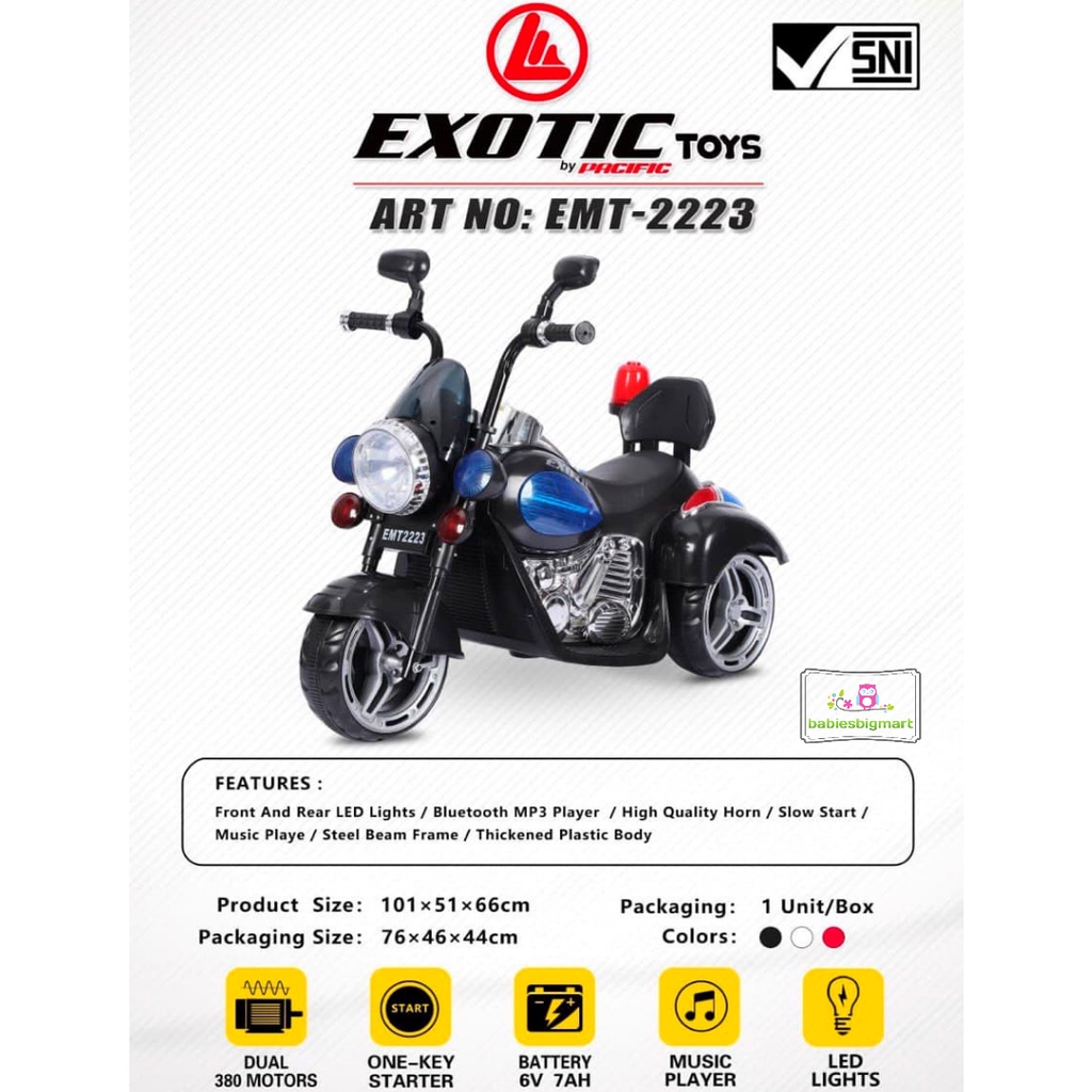 Mainan Motoran Aki Exotic Rechargeable Motor Harley EMT 2223