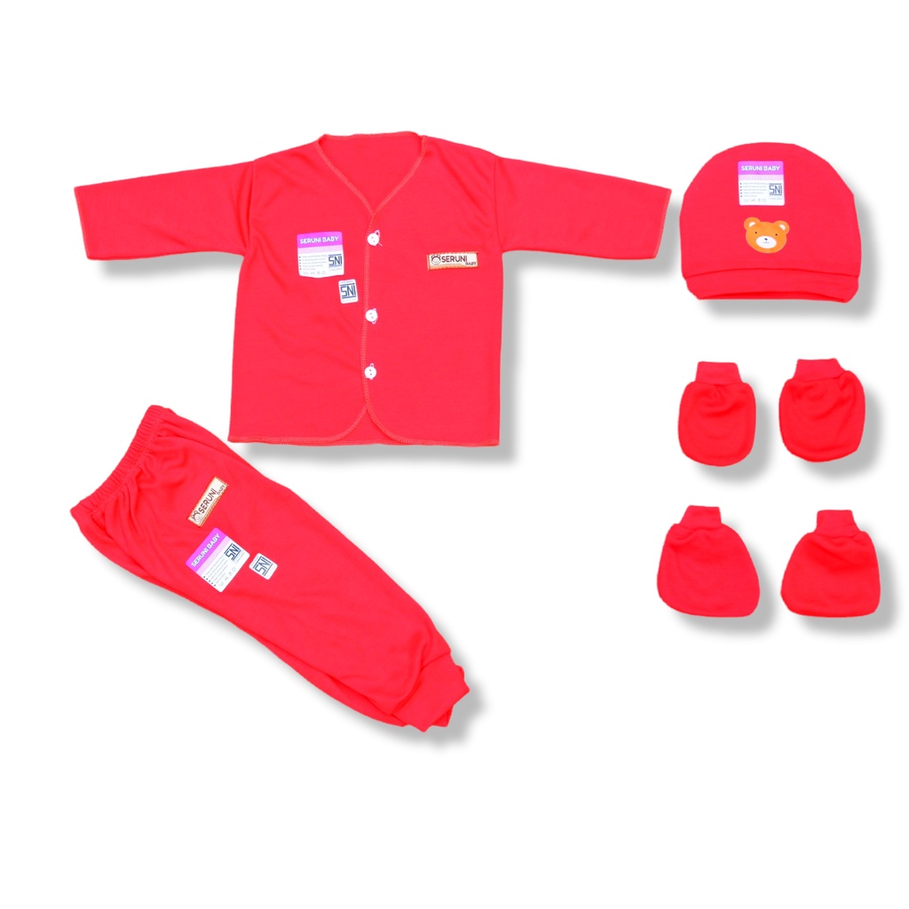 SERUNI BABY - Set Setelan Baju Bayi Topi Kupluk Sarung Tangan Kaki SNI Motif  Wartu