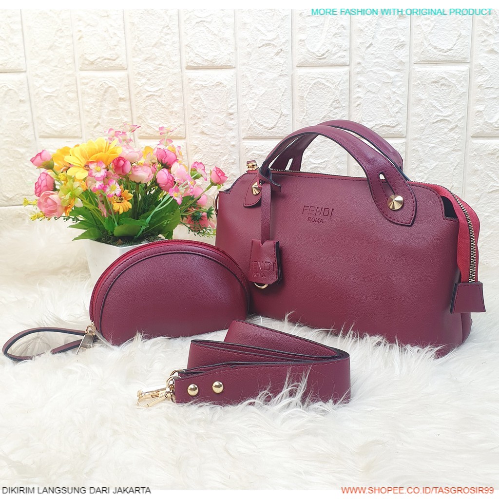 GROSIR 99 JAKARTA - TAS IMPORT FENDI BY THE WAY / FENDI ROMA BTW CALF SKIN POLOS SET NEW IGT201